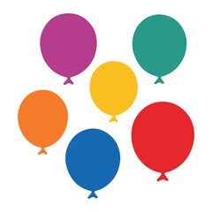 Colorful balloons set isolated on white background for party celebration