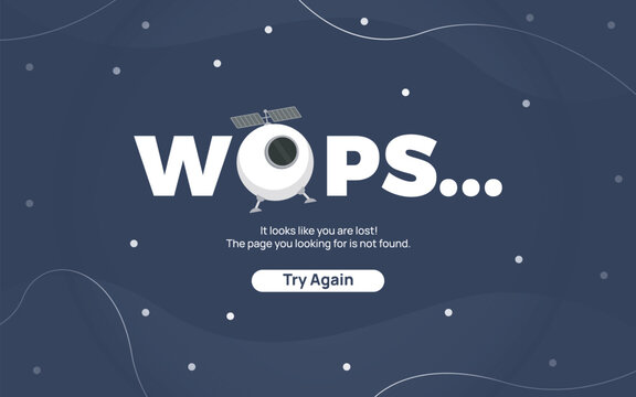 Wops error sign for website or apps software searching. error message on page searching while lost connection or disconnect internet