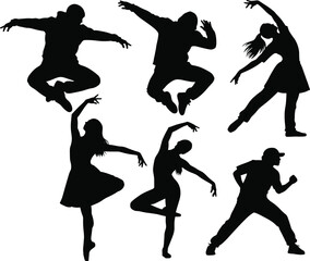 Dance Silhouette Vector Set – Expressive Human Poses for Movement and Performance Design