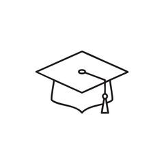 Simple black and white line drawing of a graduation cap symbol