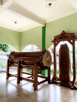 Traditional mosque bedug photography in Indonesia. A tool used to call people when prayer time arrives.