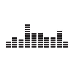 Simple black and white sound wave visual representation for audio and music related design