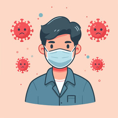 Illustration of a man wearing a mouth mask