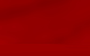 Obraz premium Empty red room studio with shadow of leaves overlay effect. Product presentation display room. Minimal mock up.