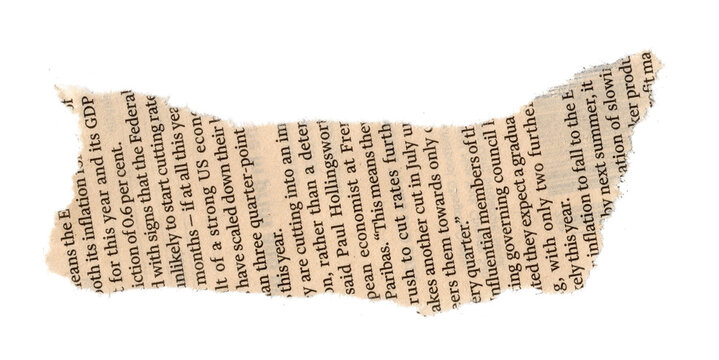 Ripped paper torn edges with text isolated on white background