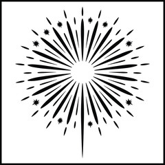 Obraz premium Vector Silhouette of a Bursting Firework with Circular Rays and Spark Lines