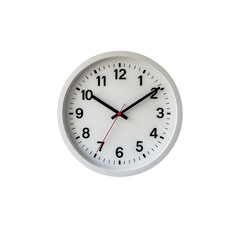 3d icon of simple round wall clock isolated on transparent background showing the time