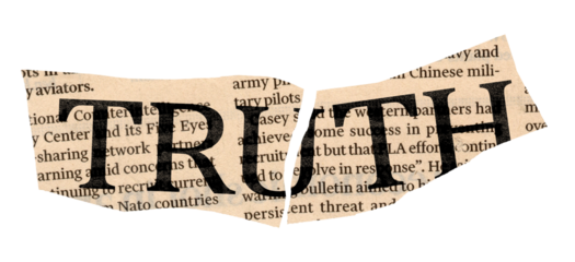 Truth torn pieces of newspaper isolated on transparent background