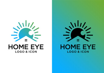house logo icon design vector with eyes