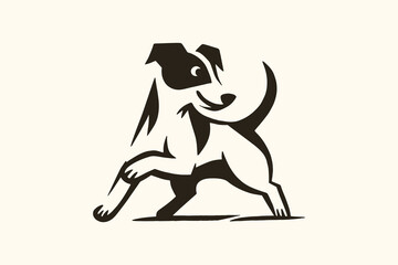 Jack Russell terrier playful black brush dog illustration vector