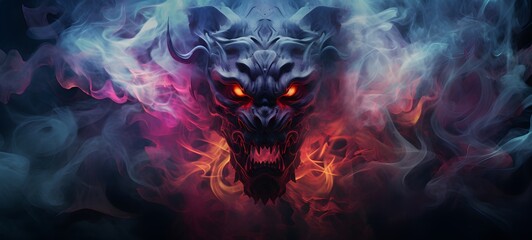 Fototapeta premium a light behemoth demon , coming out of the smoke,generative AI