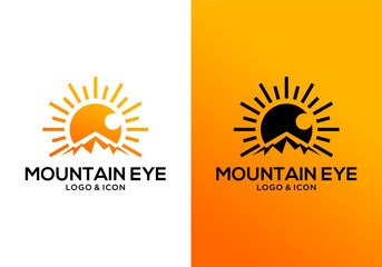 vector design of mountain logo icon with eye