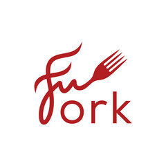 typography text fork modern and unique logo design. word mark fork recommended for businesses related to food.