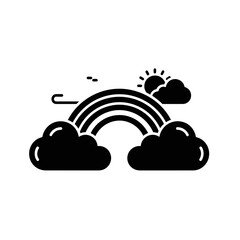 Fototapeta premium Rainbow and Cloud Icon | Weather Symbol Vector | Sunshine After Rain Illustration