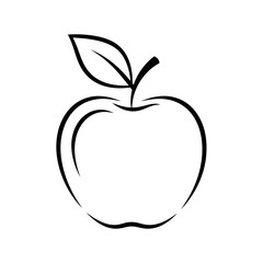 Apple Fruit Icon PNG | Healthy Food Vector | Minimal Line Art Apple Illustration