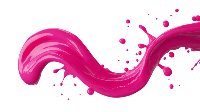 Vibrant pink liquid splash and swirl on a black background