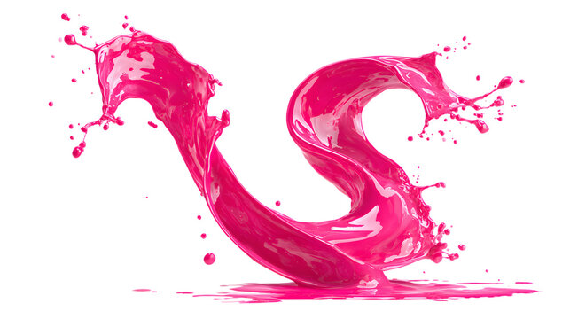 Dynamic pink liquid splash forming the letter s