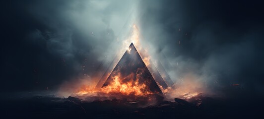 a light piramid Broken , coming out of the smoke,generative AI
