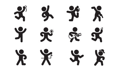 Stick figure action poses, active lifestyle