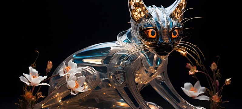 A sphinx , a small creature made of glass that is sitting in the palm of your hand,generative AI