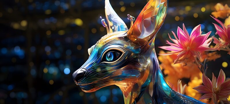 A sphinx , a small creature made of glass that is sitting in the palm of your hand,generative AI