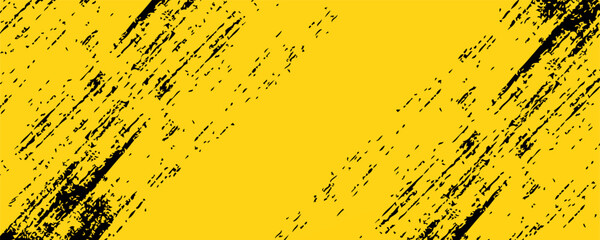 yellow background with black brush painting and dots