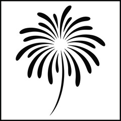 Vector Black Silhouette of a Firework with Long Curved Trails