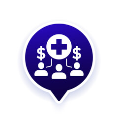 Healthcare cost vector icon with people or patients