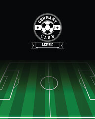 City of Leipzig Stamp Seal with Germany Football green field, Vector Illustration Abstract Editable image, Social Media Post