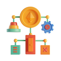 Colorful educational toy featuring various shapes and symbols, designed to engage children in learning about technology and innovation