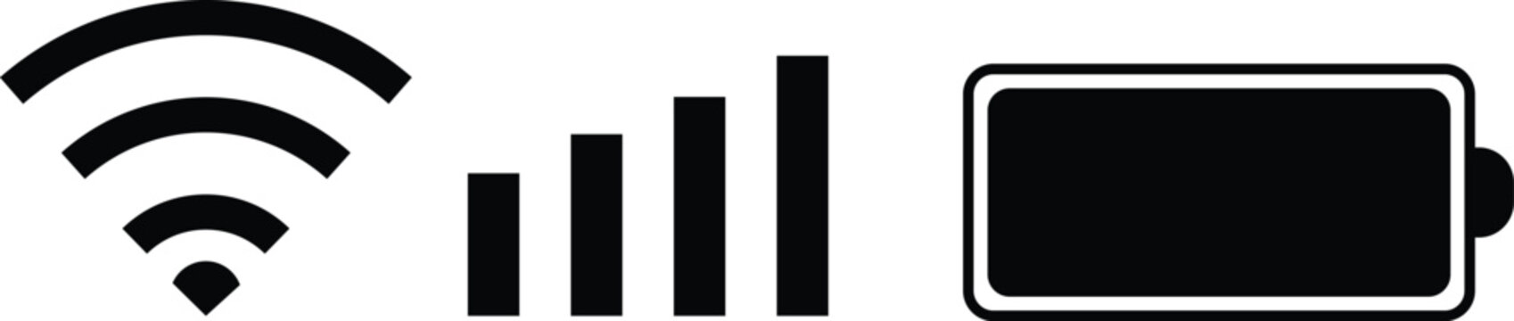 Battery, signal, wifi icons, simple design. Status bar icon phone signal wifi battery icon vector illustration on transparent background
