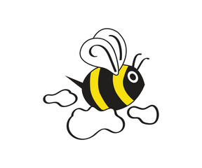 Bee with cloud logo icon design vector illustration