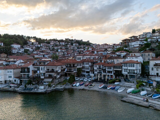 Naklejka premium Ohrid Town and Lake aerial view in North Macedonia