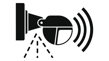 Black silhouette of a motion sensor light, on