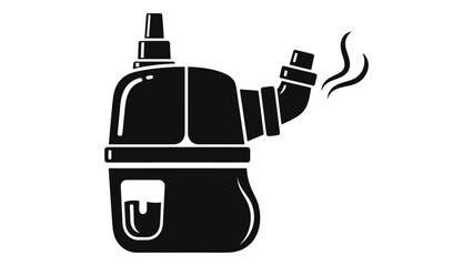 Black silhouette of a vape device with vapor coming out, on
