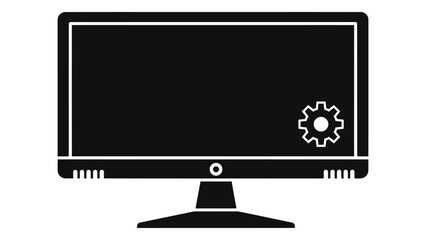 Computer monitor with a gear icon on the screen, symbolizing settings or configuration
