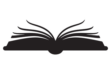 Minimal book silhouette outline reading and learning icon illustration
