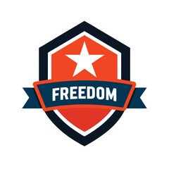 Freedom Badge Silhouette White Background