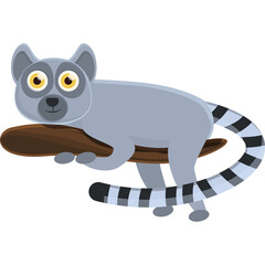 Naklejka premium Gray Ring Tailed Lemur Animal Illustration With Cartoon Style And Transparent Background