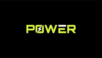 power energy logo design. Vector illustration of power typography and thunder. Modern logo design vector icon template