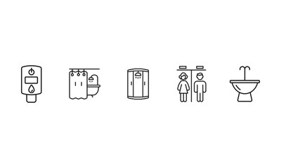 Simple Set of Showering and Bathing Related Vector Line Icons. Contains such Icons as Shower Cabin, Wet Towels, Hot tube and more. Editable Stroke. 48x48 Pixel Perfect. .eps