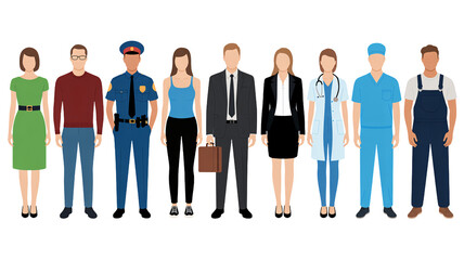 Fototapeta premium Diverse professional group showcases careers, unity, and teamwork