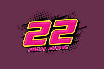 22 race number vector design template in pink color EPS 10