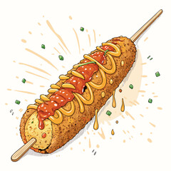 Showcasing Create Bold Stroke Korean Corn Dog With Che Stunning Premium Digital Asset