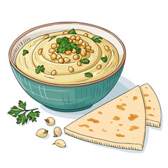 Elegant Create Bold Stroke Lebanese Hummus Bowl Wit High-Quality Stock Image