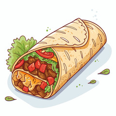 Depicting Create Bold Stroke Mexican Burrito Wrapped Beautiful Premium Digital Asset