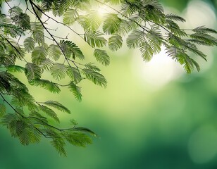 silhouetted branches and leaves against a hazy green background