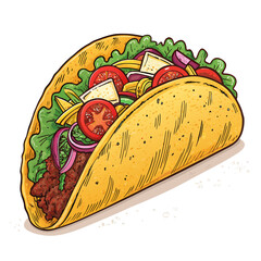 Depicting Create Bold Stroke Mexican Taco With Fillin Elegant High-Quality Stock Image