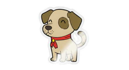 Cute cartoon dog with red scarf illustration isolated PNG with Transparent Background