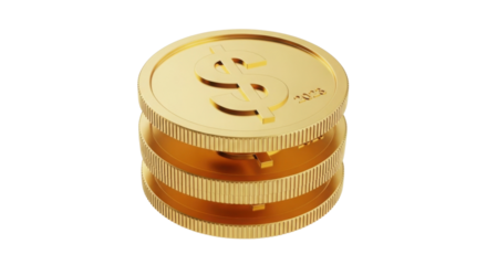 Stack of gold coins featuring a dollar sign isolated PNG with Transparent Background